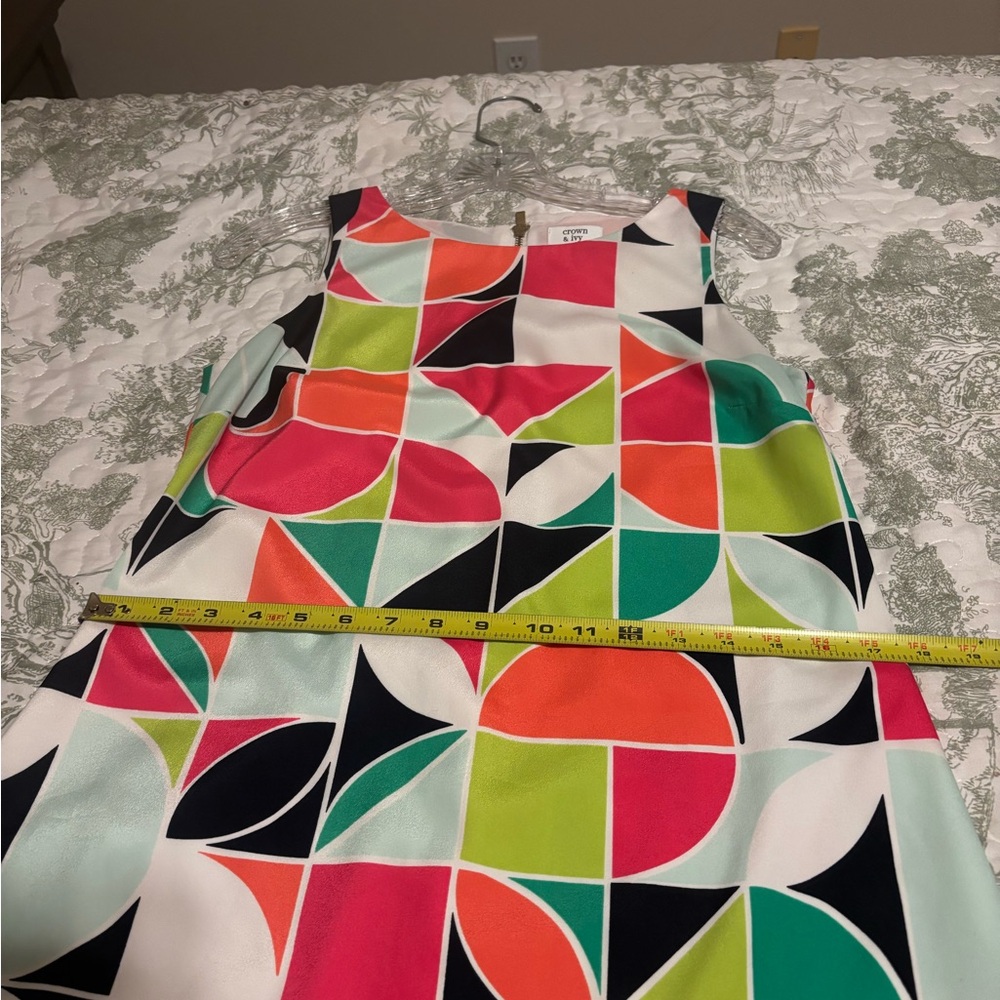 Crown & Ivy sz 4 Geometric Multicolor Sleeveless Dress mod retro sleeveless - Picture 4 of 14